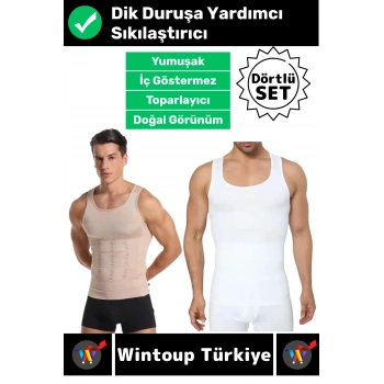 #Korse Kıyafet Altında Belli Olmaz Dik Duruşa Yardımcı Göğüs Karın Sıkılaştıran Erkek Korse 4lü Set