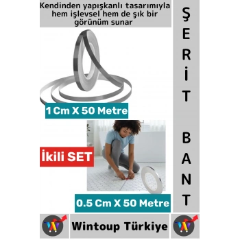 #Bant Kendinden Yapışkanlı Güçlü Su Geçirmez Karo Zemin Fayans Arası Şerit Derz Bant Gri 2li Set