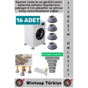 #TitreşimÖnleyici Kaydırmaz Ses Titreşim Önleyici Çamaşır Makinesi Mobilya Sabitleyici Ayak 16 Adet