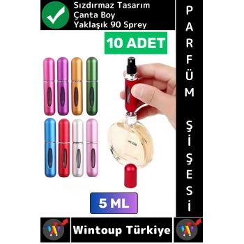 #ParfümŞişesi Sızdırmaz Kapaklı Doldurulabilir Pratik Çanta Boy Cep Parfümü Şişesi 5 ML X 10 Adet
