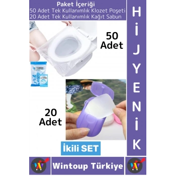 #HijyenSeti Çanta Boy Tek Kullanımlık 50li Tuvalet Klozet Kapak Poşeti 20li Kağıt Sabun İkili SET