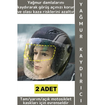 #MotorAksesuar Açık Tam Yarım Motor Kaskı Uyumlu Görüş Açısı Koruyucu Pratik Yağmur Kaydırıcı 2 Adet