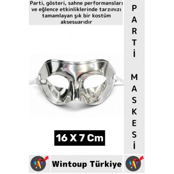 #PartiMaskesi Kadın Erkek Kostüm Davet Yılbaşı Cosplay Metalize Parlak Şık Parti Maskesi 16 X 7 Cm
