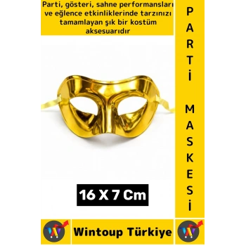 #PartiMaskesi Kadın Erkek Kostüm Davet Yılbaşı Cosplay Metalize Parlak Şık Parti Maskesi 16 X 7 Cm