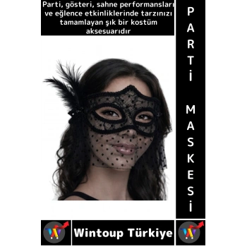 #PartiMaskesi Kostüm Davet Yılbaşı Cosplay Dantel Tüllü Peçeli Tüylü İnci Detaylı Şık Parti Maskesi
