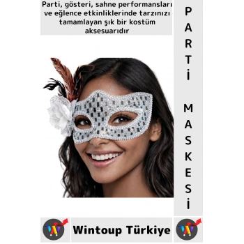 #PartiMaskesi Göz Çevresi İşlemeli Estetik Kostüm Davet Yılbaşı Cosplay Balo Şık Tüylü Parti Maskesi
