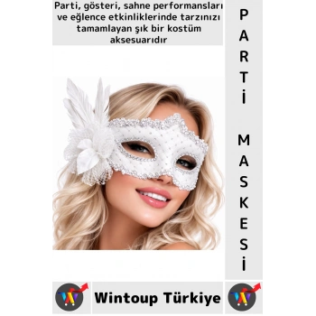 #PartiMaskesi Luxery Estetik Kostüm Davet Yılbaşı Cosplay Balo Şık Tüylü Venedik Parti Maskesi