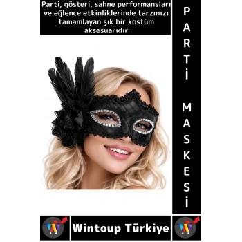 #PartiMaskesi Luxery Estetik Kostüm Davet Yılbaşı Cosplay Balo Şık Tüylü Venedik Parti Maskesi