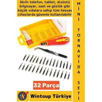 #TornavidaSeti Kompakt Telefon Laptop Saat Gözlük Elektronik Tamirat Mini Tornavida Seti 32 Parça