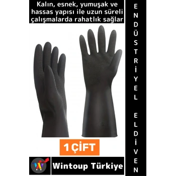 #Eldiven Kaymaz Kalın Esnek Yumuşak İnşaat Bahçe Oto Temizlik Hijyenik Şık Siyah Endüstriyel Eldiven