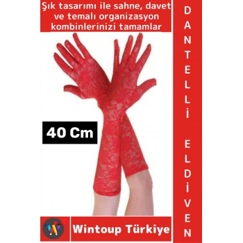 #PartiEldiveni Balo Parti Halloween Cosplay Dans Gösteri Davet Şık Estetik Dantelli Eldiven 40 Cm