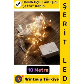 #LedIşık Dekoratif Ev Ofis Parti Yılbaşı Vitrin Oda Süsleme 100 Ledli Damla Uçlu 10 Metre Şerit Led