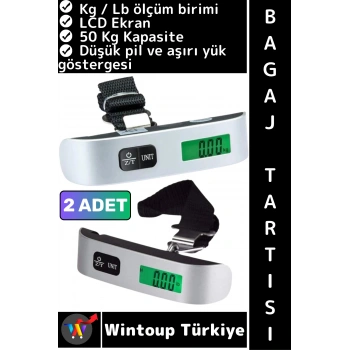 #BagajTartısı Kompakt Seyahat Bavul Ağırlık El Kantarı Dijital LCD Ekran Bagaj Tartısı 50 Kg 2 Adet