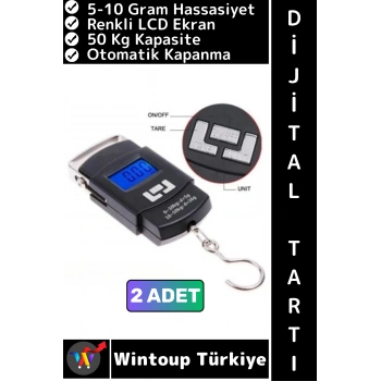 #ElTartısı Kompakt Seyahat Bavul Ağırlık El Kantarı Terazi Dijital LCD Ekran El Tartısı 50 Kg 2 Adet