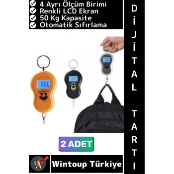#ElTartısı Kompakt Seyahat Bavul Ağırlık Kantar Terazi LCD Ekran Gülen Yüz El Tartısı 50 Kg 2 Adet