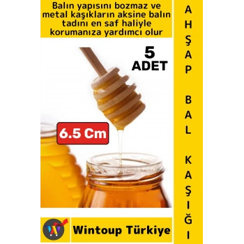 #BalKaşığı Doğal Ahşap Tat Bozmayan Özel Kanallı Tasarım Reçel Pekmez Mini Bal Kaşığı 6.5 Cm 5 Adet