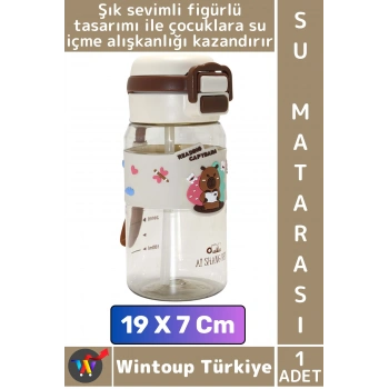 #SuMatarası Ofis Okul Çocuk Spor Su İçme Alışkanlığı Şık Sevimli Desenli Silikon Kılıflı Su Matarası