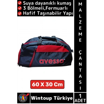 #Çanta Suya Dayanıklı Kumaş Spor Okul Futbol Antrenman 3 Bölmeli Fermuarlı Malzeme Çantası 60X30 Cm