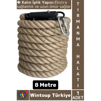#TırmanmaHalatı Açık Hava Outdoor Spor Okul Metal Detay Sağlam Kalın İplik Tırmanma Halatı 8 Metre