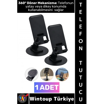 #TelefonTutucu 360 Derece Döner Telefon Kolay Şarj Edebilme Kablo Geçirme Hazneli Şık Telefon Tutucu