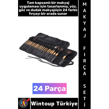 #MakyajSeti Profesyonel Cilt Yüz Göz Dudak Kaş Kontür Eyeliner Çantalı Makyaj Fırçası Seti 24 Parça