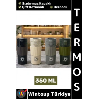 #Termos Kamp Outdoor Piknik Ofis Gündelik Sızdırmaz Kapaklı Çift Katmanlı Dereceli Mug Termos 350 ML