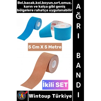 #AğrıBandı Uzun Süre Etkili Kas Bacak Kol Boyun Sırt Omuz Karın Kalça Mavi Ten Ağrı Bandı İkili SET