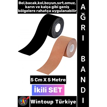 #AğrıBandı Uzun Süre Etkili Kas Bacak Kol Boyun Sırt Omuz Karın Kalça Ten Siyah Ağrı Bandı İkili SET