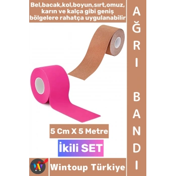 #AğrıBandı Uzun Süre Etkili Kas Bacak Kol Boyun Sırt Omuz Karın Kalça Ten Pembe Ağrı Bandı İkili SET