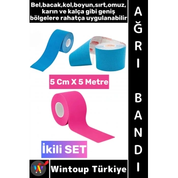 #AğrıBandı Uzun Süre Etki Kas Bacak Kol Boyun Sırt Omuz Karın Kalça Mavi Pembe Ağrı Bandı İkili SET