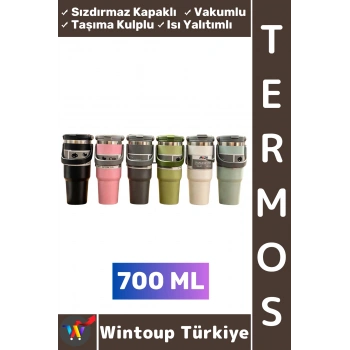 #Termos Kamp Outdoor Piknik Sızdırmaz Kapak Isı Yalıtımlı Taşıma Kulplu Vakumlu Mug Termos 700 ML