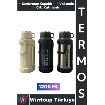 #Termos Gündelik Ofis Kamp Outdoor Piknik Sızdırmaz Kapaklı Çift Katmanlı Vakumlu Mug Termos 1200 ML