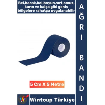 #AğrıBandı Uzun Süre Etki Kas Bel Bacak Kol Boyun Sırt Omuz Karın Kalça Lacivert Ağrı Bandı 5 Metre