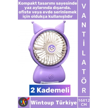 #Vantilatör Kompakt Sessiz Hafif Kablosuz Taşınabilir Usb Şarjlı 2 Kademeli Masa El Fanı Vantilatör