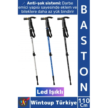 #Baston Ergonomik Outdoor Trekking Baston Ledli Anti-Şok Ayarlanabilir Teleskopik Yürüyüş Batonu