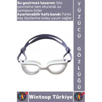 #Gözlük Ergonomik Konforlu Silikon Su Geçirmez Buğu Önleyen Ayarlanabilir Deniz Havuz Yüzücü Gözlüğü