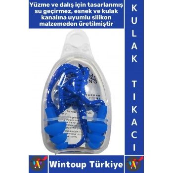 #Yüzme Su Gürültü Geçirmez Havuz Deniz Dalış Yüzme Saklama Kutulu İpli Esnek Silikon Kulak Tıkacı