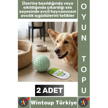 #Pet Evcil Hayvan Küçük Irk Köpek Avcılık Masaj Diş Kaşıma Sesli Dikenli Kedi Oyuncağı Topu 2 Adet