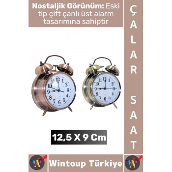 #Hediye Dekoratif Hediyelik Vintage Retro Genç Yetişkin Odası Alarm Masa Üstü Çalar Saat 12,5 X 9 Cm