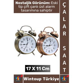 #Hediye Hediyelik Dekoratif Vintage Retro Genç Yetişkin Odası Alarm Masa Üstü Çalar Saat 17 X 11 Cm