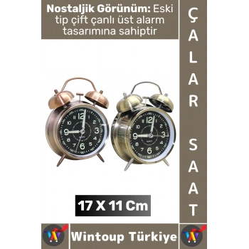 #Hediye Dekoratif Hediyelik Vintage Retro Genç Yetişkin Odası Alarm Masa Üstü Çalar Saat 17 X 11 Cm