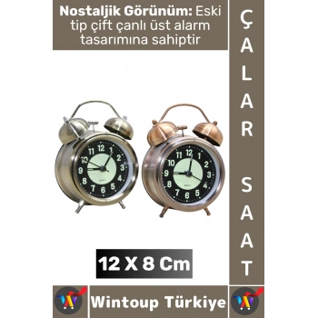 #Hediye Dekoratif Hediyelik Vintage Retro Genç Yetişkin Odası Alarm Masa Üstü Çalar Saat 12 X 8 Cm