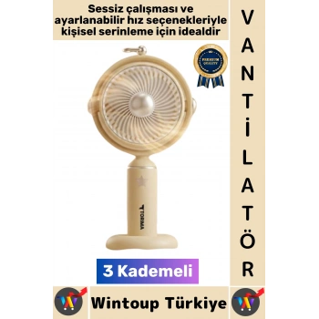 #Vantilatör Sessiz Yoğun Üflemeli 3 Kademeli Döner Başlıklı Şarjlı Mini Masa El Fanı Vantilatör