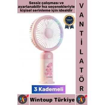 #Vantilatör Kompakt Sessiz Yoğun Üfleme Stantlı 3 Kademeli Şarjlı Mini El Masa Üstü Fanı Vantilatör