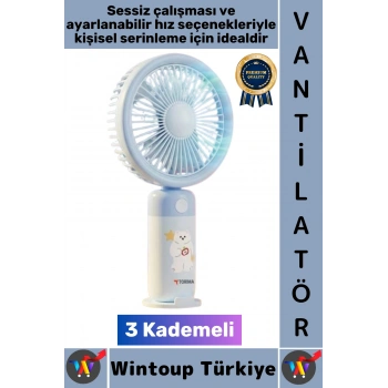 #Vantilatör Kompakt Sessiz Yoğun Üfleme Stantlı 3 Kademeli Şarjlı Mini El Masa Üstü Fanı Vantilatör
