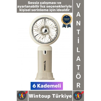 #Vantilatör Kompakt Sessiz Yoğun Üflemeli 6 Kademeli Şarjlı Turbo Mini Masa Üstü El Fanı Vantilatör