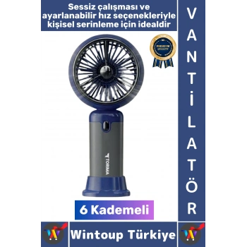 #Vantilatör Kompakt Sessiz Yoğun Üflemeli 6 Kademeli Şarjlı Turbo Mini Masa Üstü El Fanı Vantilatör