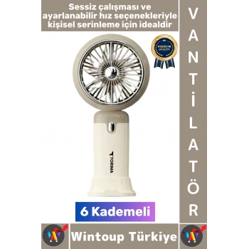 #Vantilatör Kompakt Sessiz Yoğun Üflemeli 6 Kademeli Şarjlı Turbo Mini Masa Üstü El Fanı Vantilatör