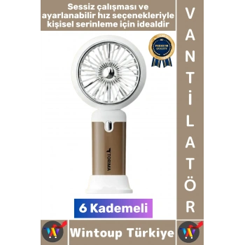 #Vantilatör Kompakt Sessiz Yoğun Üflemeli 6 Kademeli Şarjlı Turbo Mini Masa Üstü El Fanı Vantilatör