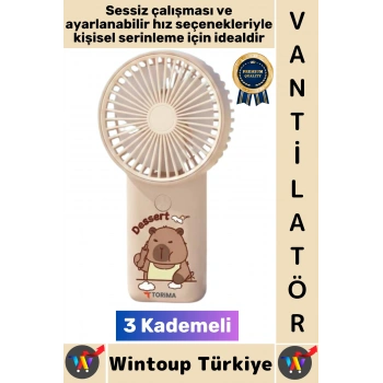 #Vantilatör Kompakt Sessiz Yoğun Üflemeli 3 Kademeli Şarjlı Şık Figürlü Mini Masa El Fanı Vantilatör